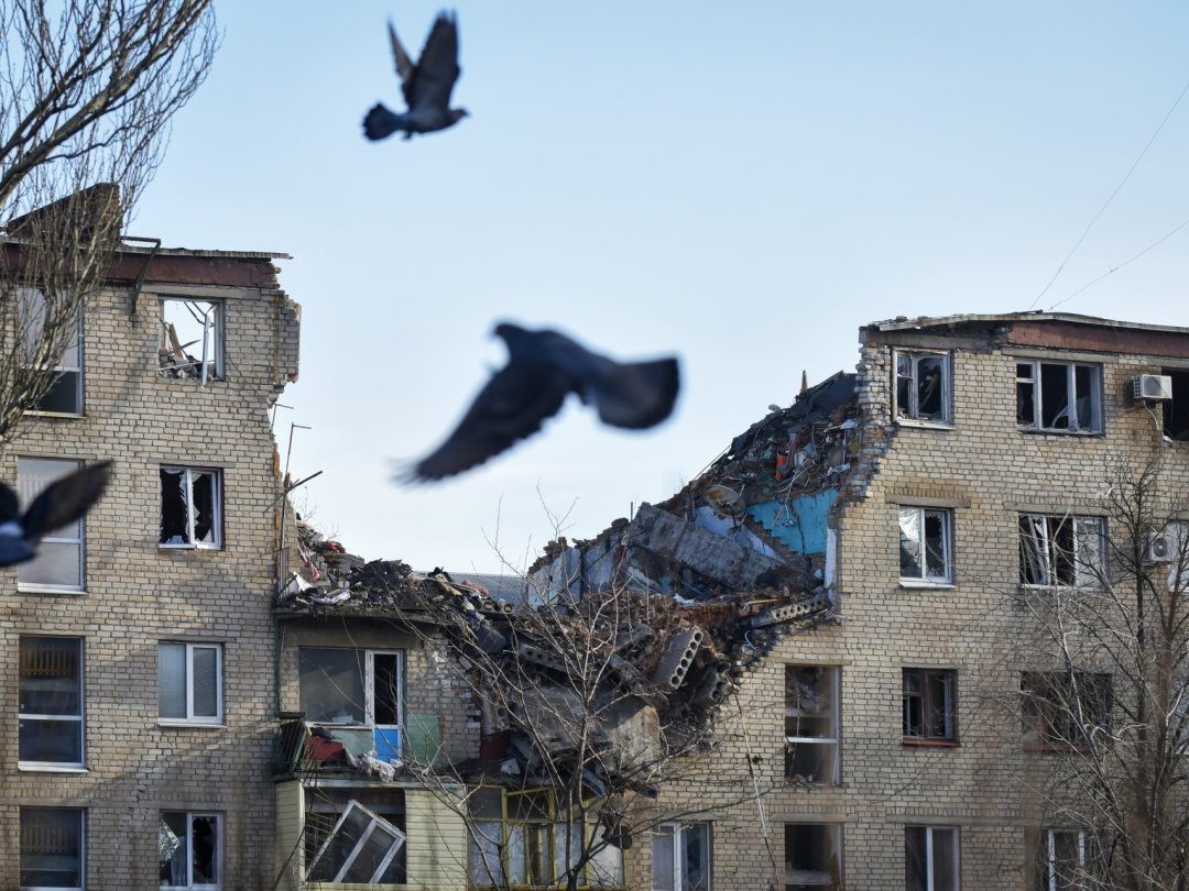 Un bloc d'appartements de Bakhmout détruit par un bombardement russe, le 19 janvier.